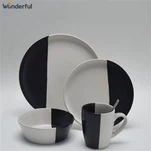 Setiau llestri cinio du a gwyn